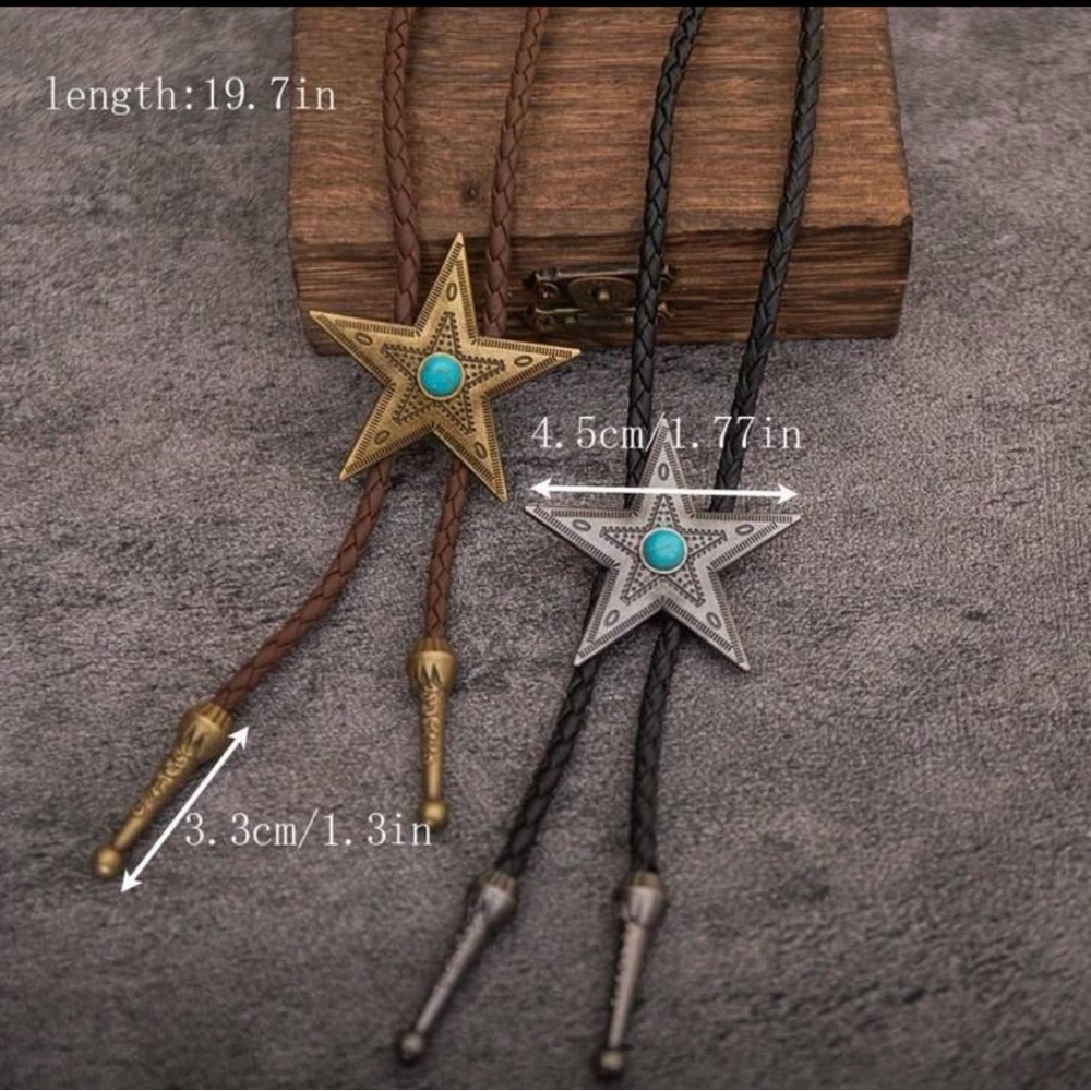Set of 2 Star Bolo Tie with Turquoise Accent